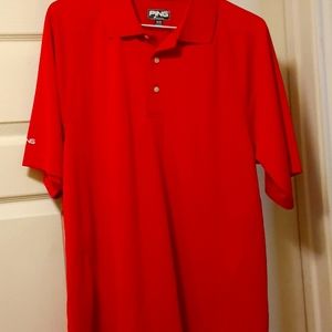 Red polo shirt